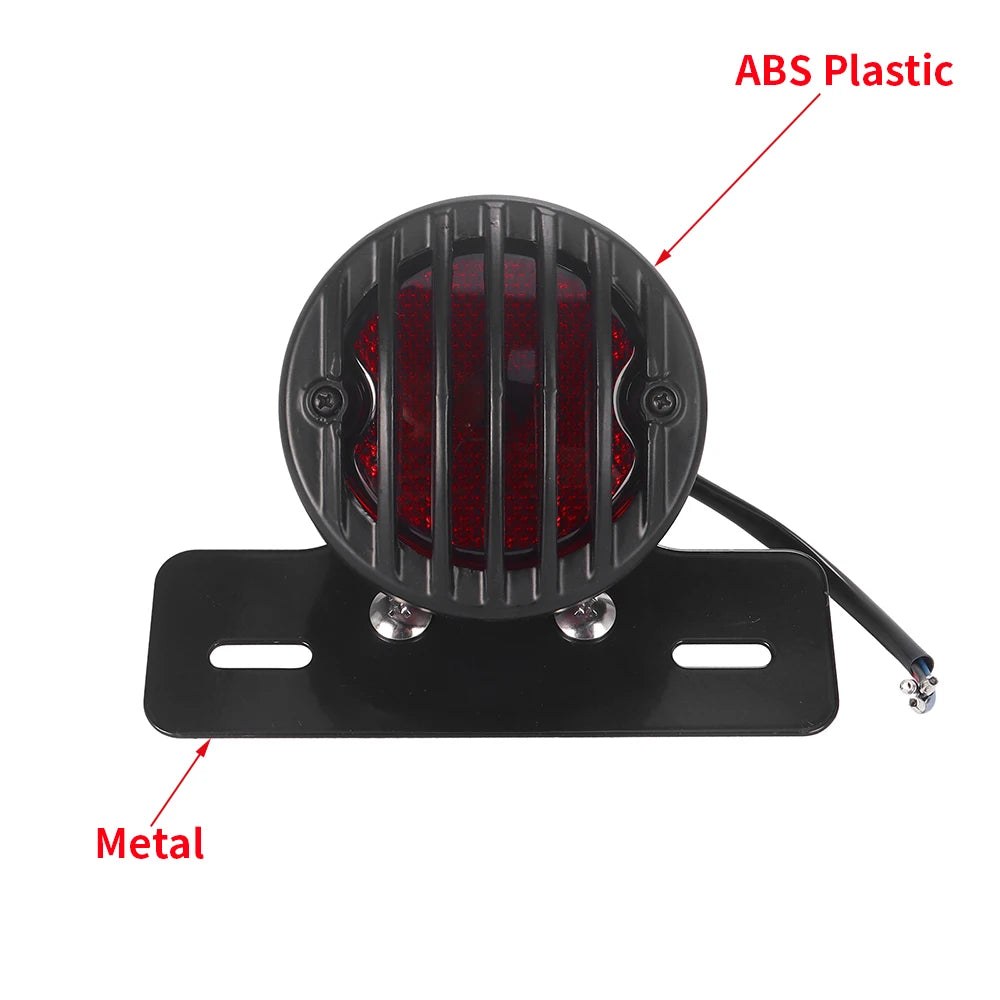 Feu arrière rétro à grille avec support de plaque pour Harley bobber - vue 9