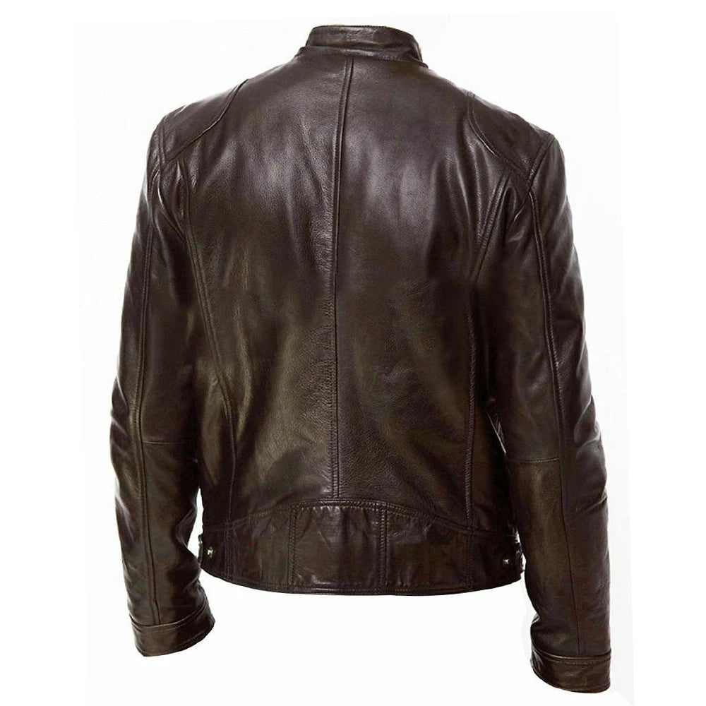 Blouson moto homme noir en simili cuir avec protections - vue 5