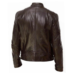 Blouson moto homme noir en simili cuir avec protections - vue 5