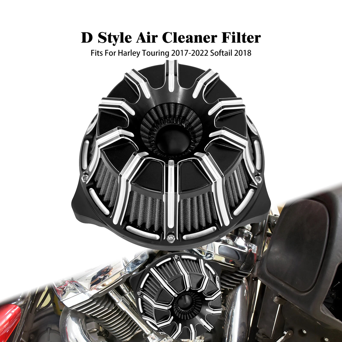 Filtre à air CNC chromé à cornet apparent pour moto Harley-Davidson - vue 30