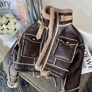 Veste peau lainée femme hiver - vue produit - vue 7