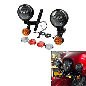 Feux additionnels LED 4,5 pouces avec support pour Harley Touring Electra Glide, Road King - vue 1