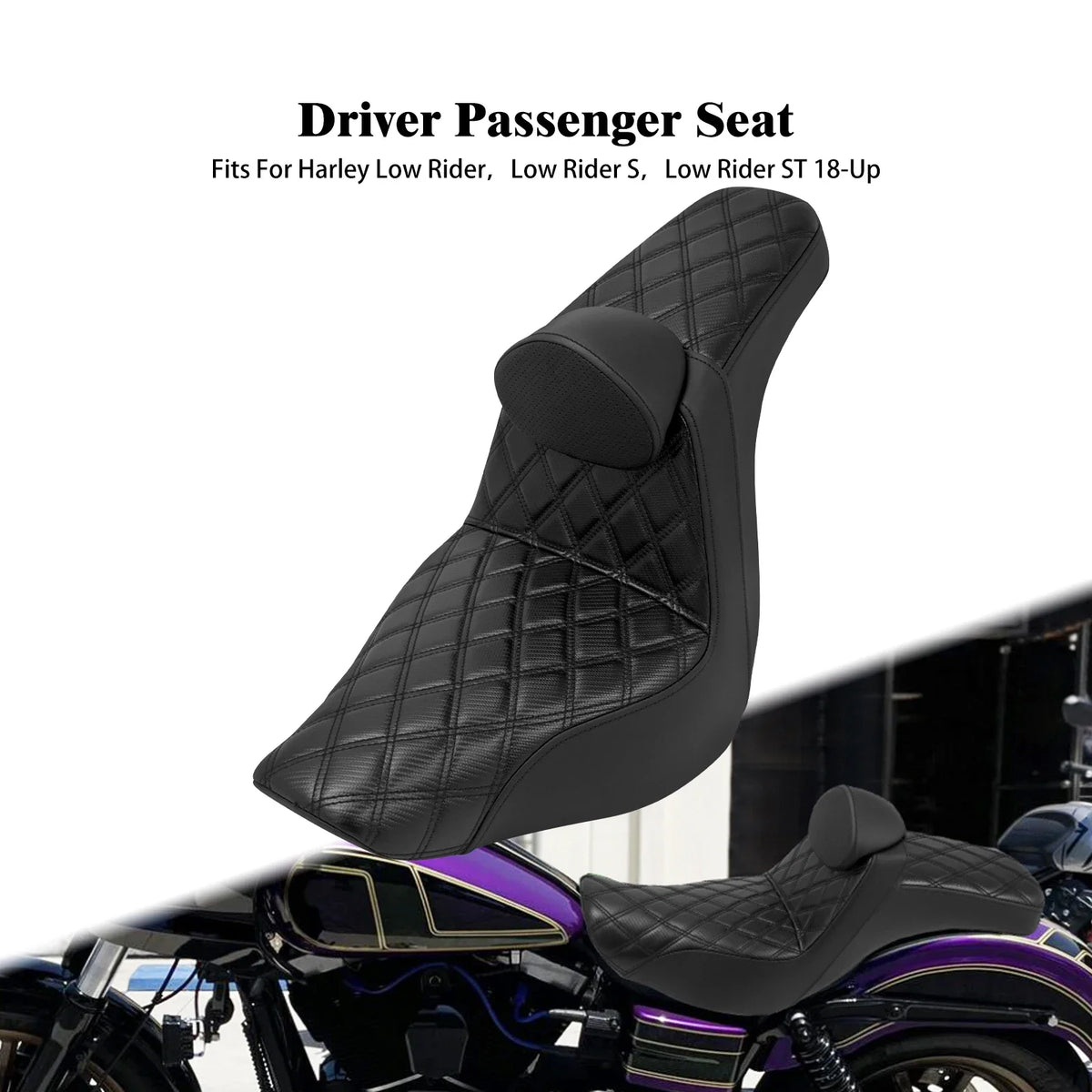 Selle biplace avec dossier pour moto Harley-Davidson Softail Low Rider - vue 7