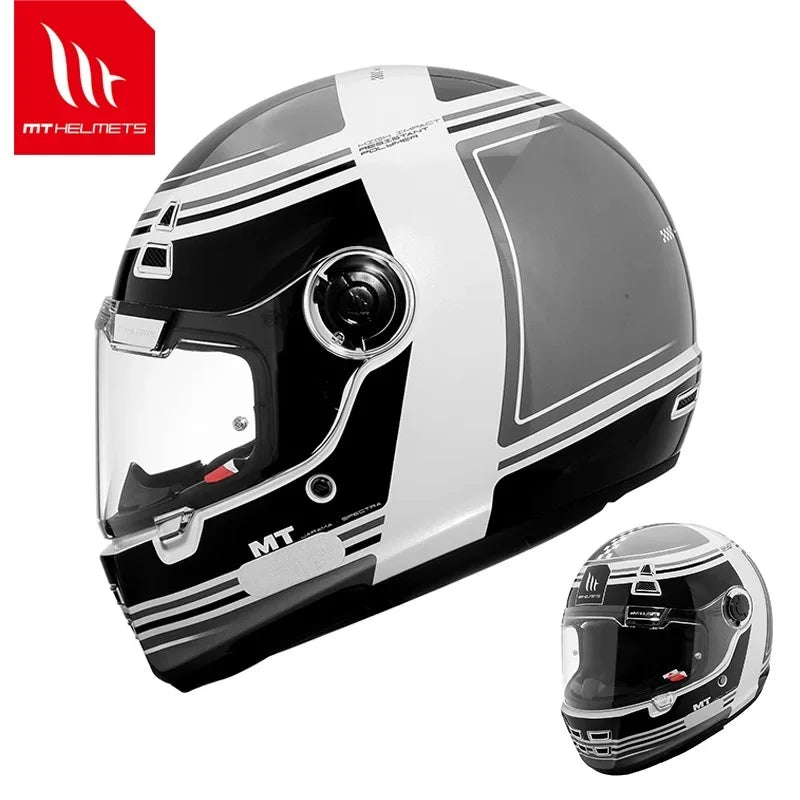 Casque moto intégral rétro noir - vue de face - vue 13