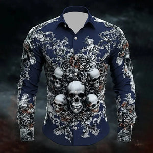 Chemise noire manches longues imprimé tête de mort - vue 16