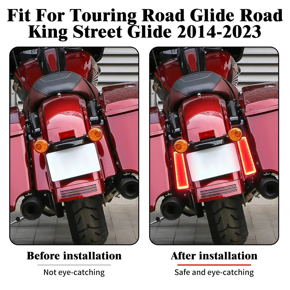 Insert LED de Sacoche/Garde-boue - Feu de Position et Stop - Harley-Davidson Touring Road Glide, Road King, Street Glide 2014-2023 – photo 3/8