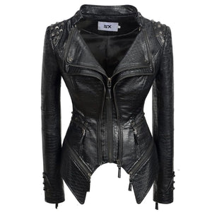 Veste motarde femme cloutée noire - vue de face - vue 8