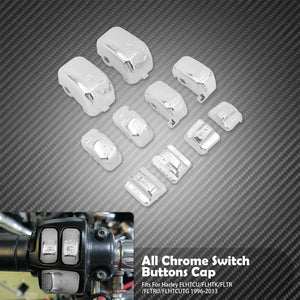 Caches de boutons de commodos chromés, lot de 10 - Harley Touring Electra Street Road Glide 1996-2013 – photo 7/7