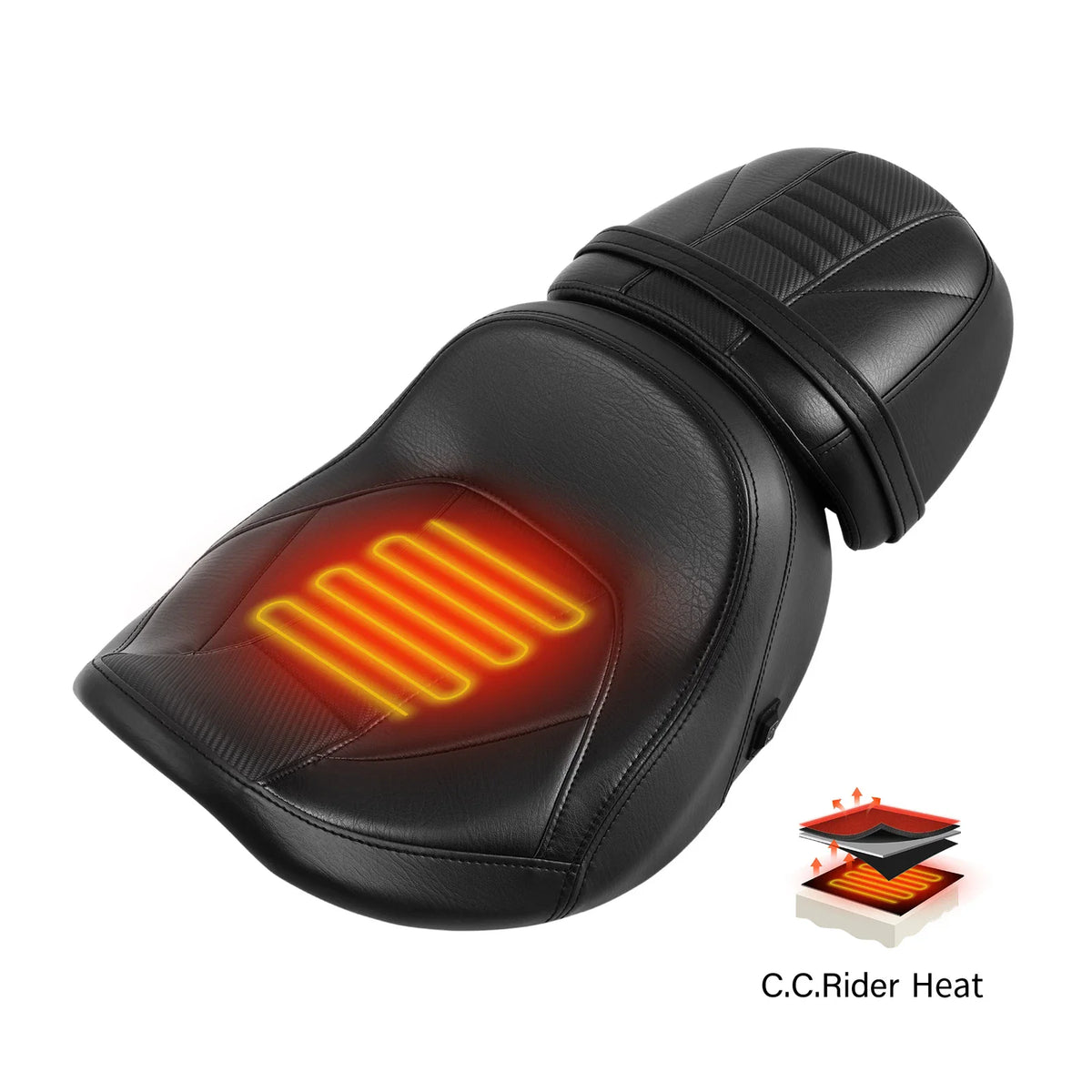 Selle chauffante pilote et passager TCMT pour Harley-Davidson CVO Street Glide / Road Glide