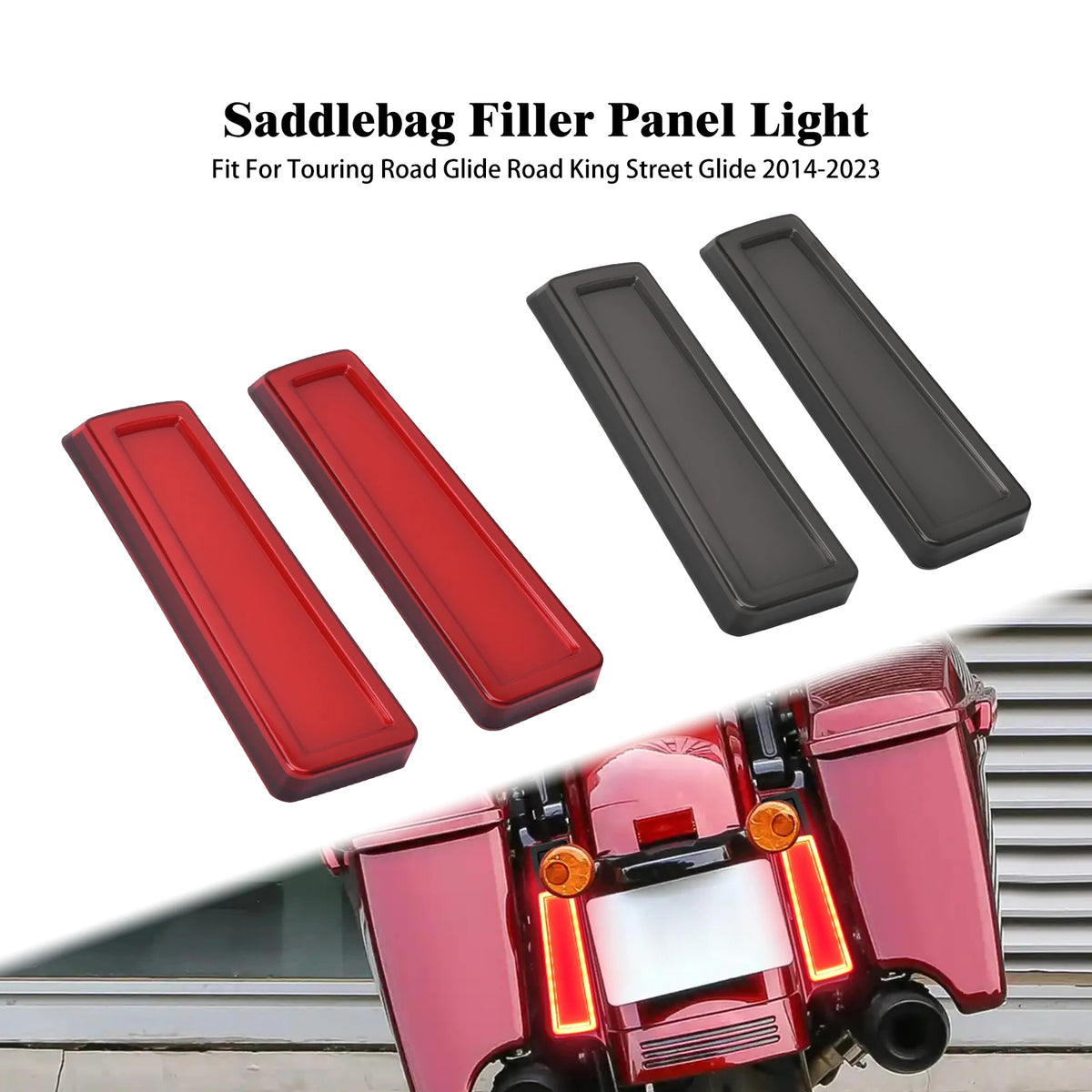Insert LED de Sacoche/Garde-boue - Feu de Position et Stop - Harley-Davidson Touring Road Glide, Road King, Street Glide 2014-2023 – photo 1/8