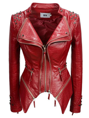 Veste motarde femme cloutée noire - vue de face - vue 7