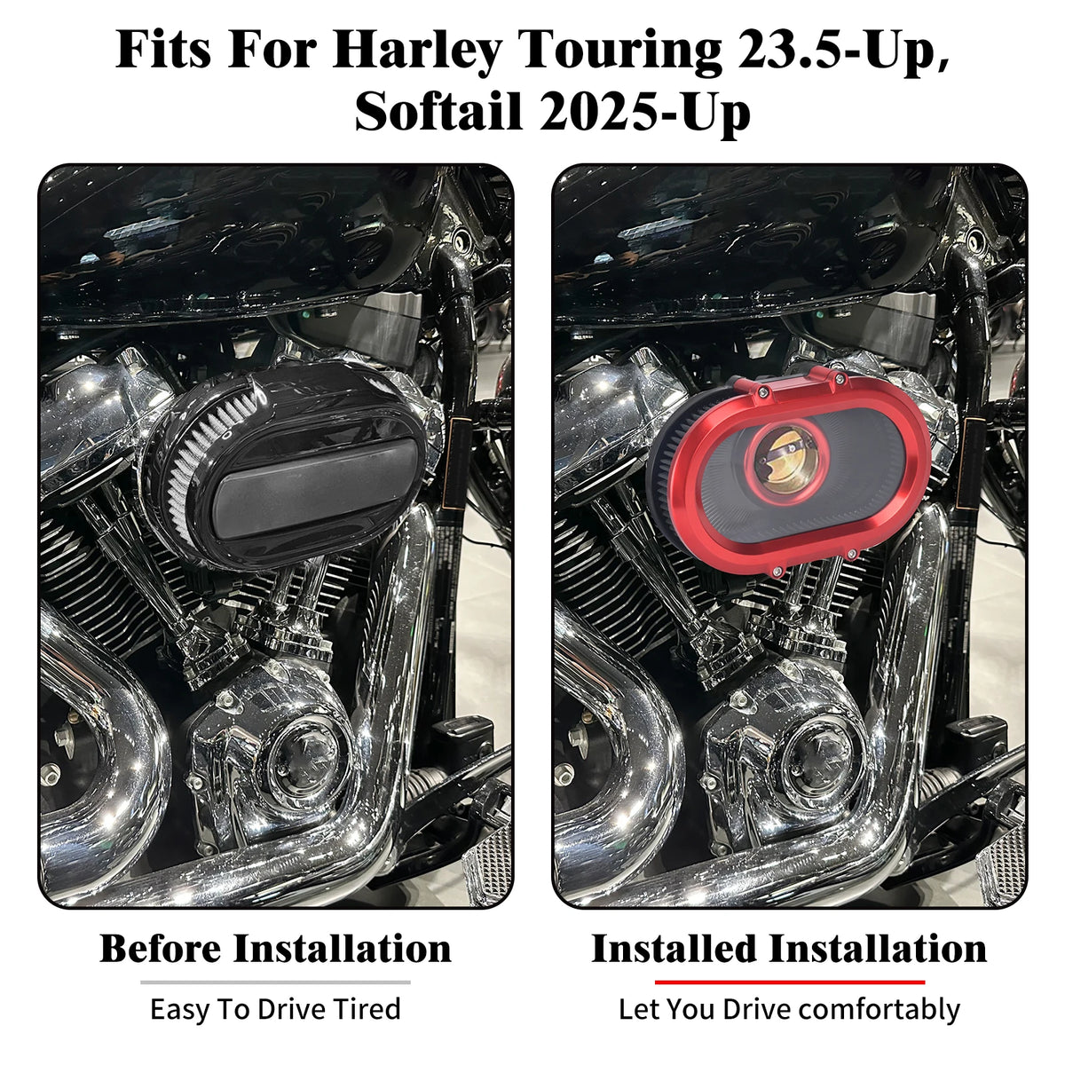 Filtre à Air avec Anneaux Décoratifs Interchangeables - Harley-Davidson Sportster, Dyna, Touring, Softail, Trike – photo 2/26
