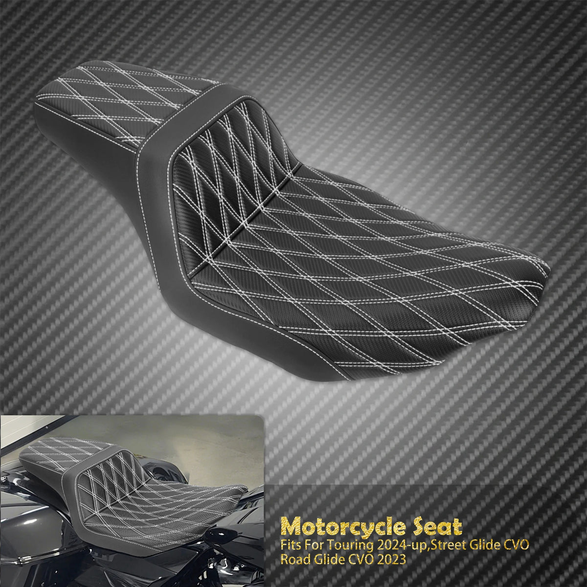 Selle Biplace Piquage Quadrillé - Harley-Davidson Touring 2024 et plus, CVO 2023 – photo 11/12