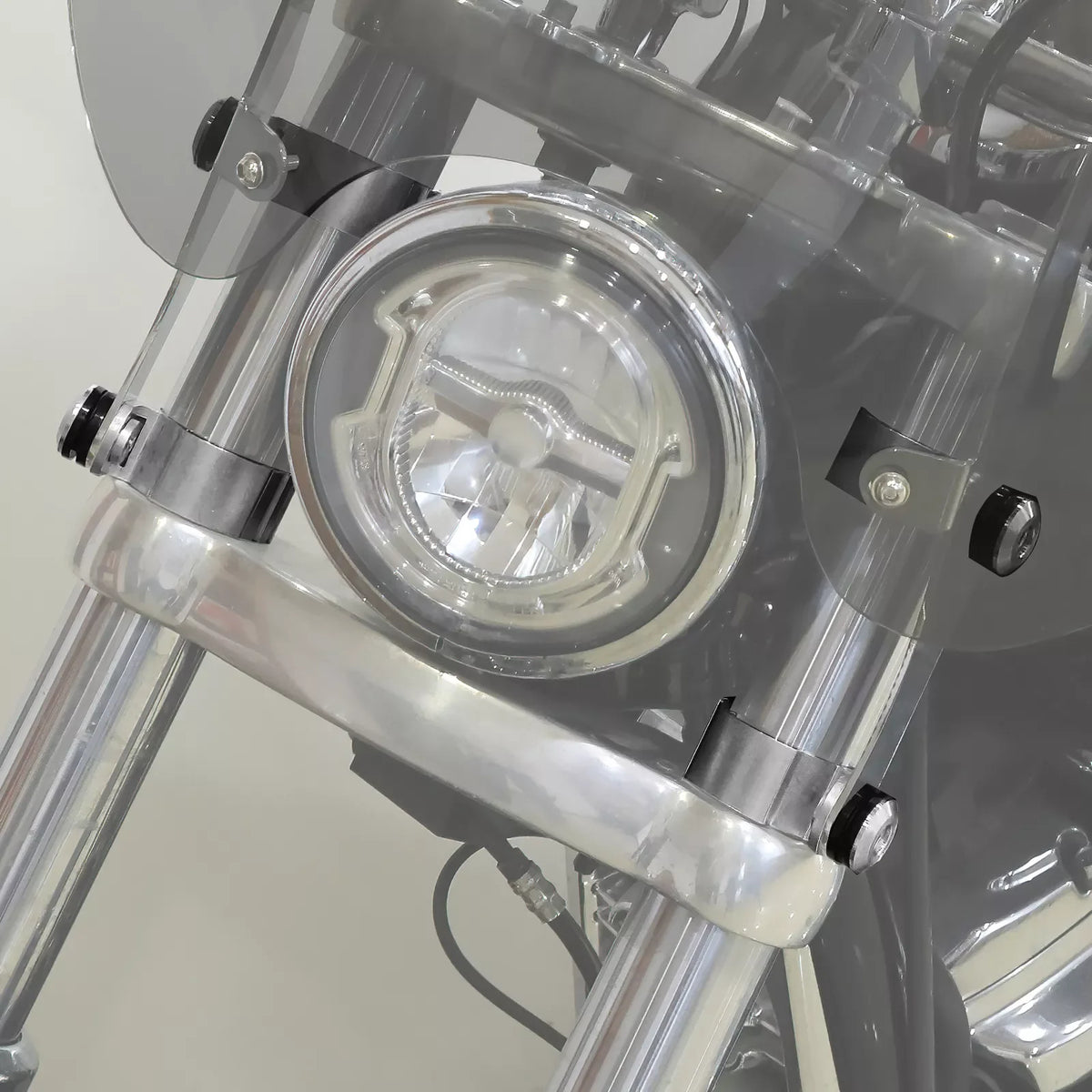Colliers de fixation de pare-brise en aluminium argenté pour Harley Softail - vue 6
