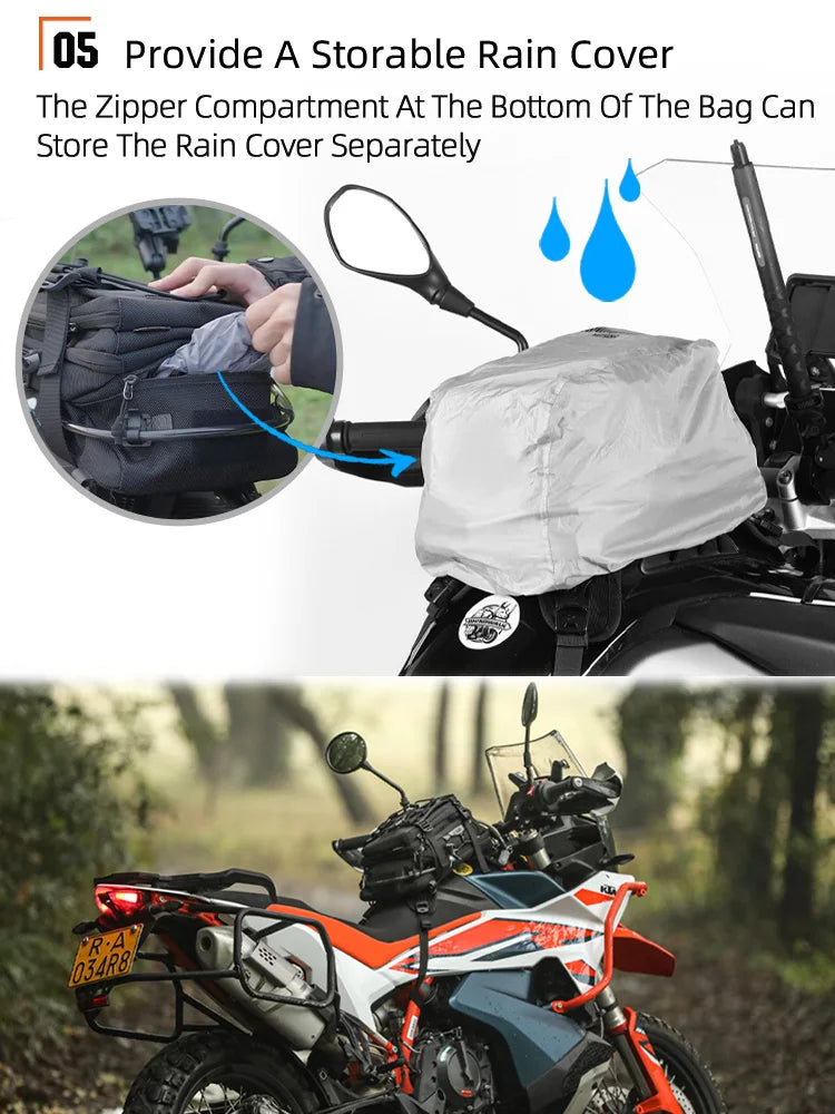 Sac de réservoir moto Rhinowalk convertible en sac à dos avec système MOLLE - vue 5