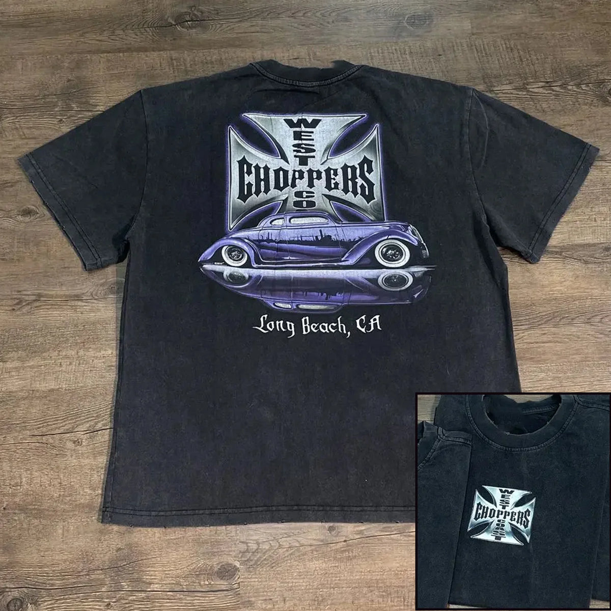 T-shirt femme délavé imprimé biker vintage - vue de face - vue 8