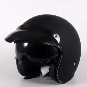Casque Moto Jet Vintage Noir Brillant - Style Café Racer - vue 7