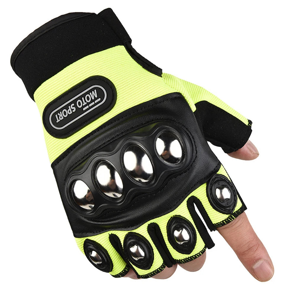 Gants moto mi-doigts noirs avec protection paume - vue de face - vue 6