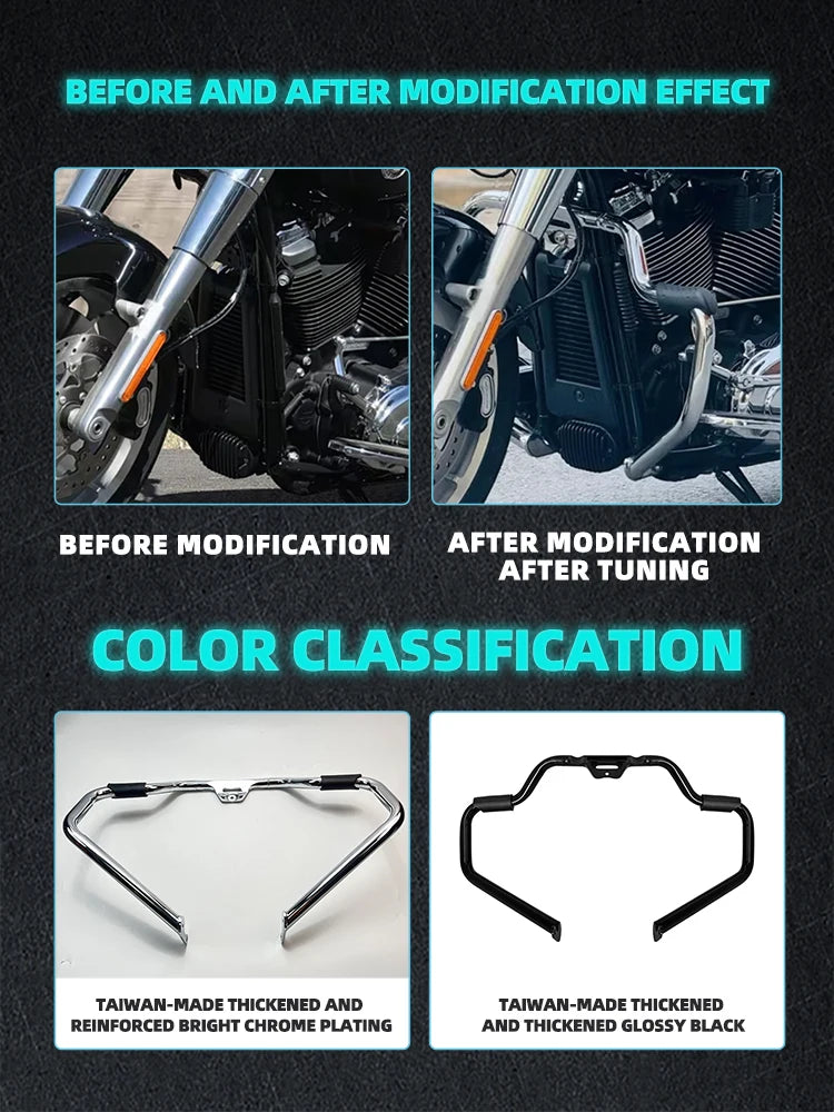 Pare-chocs avant en acier pour Harley-Davidson Softail - vue 2