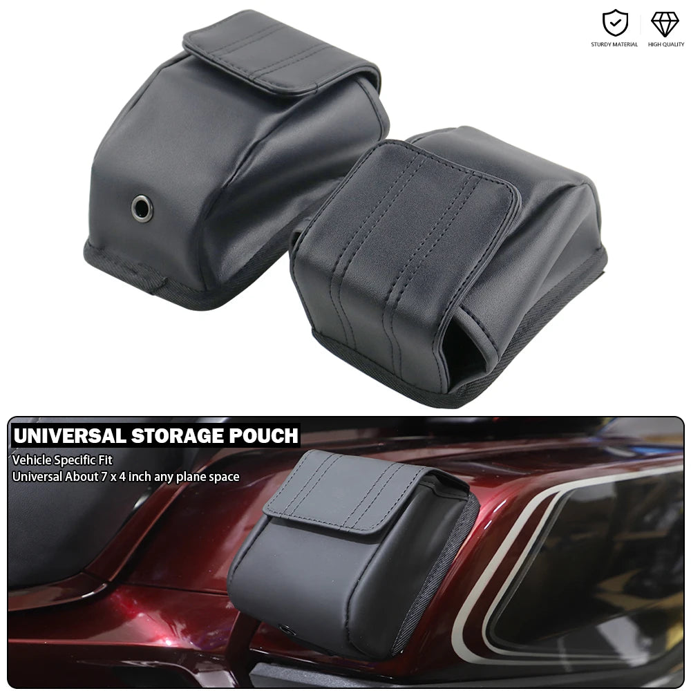 Pochette de rangement externe universelle pour moto, fixation adhésive (compatible Harley, Honda Gold Wing) - vue 1