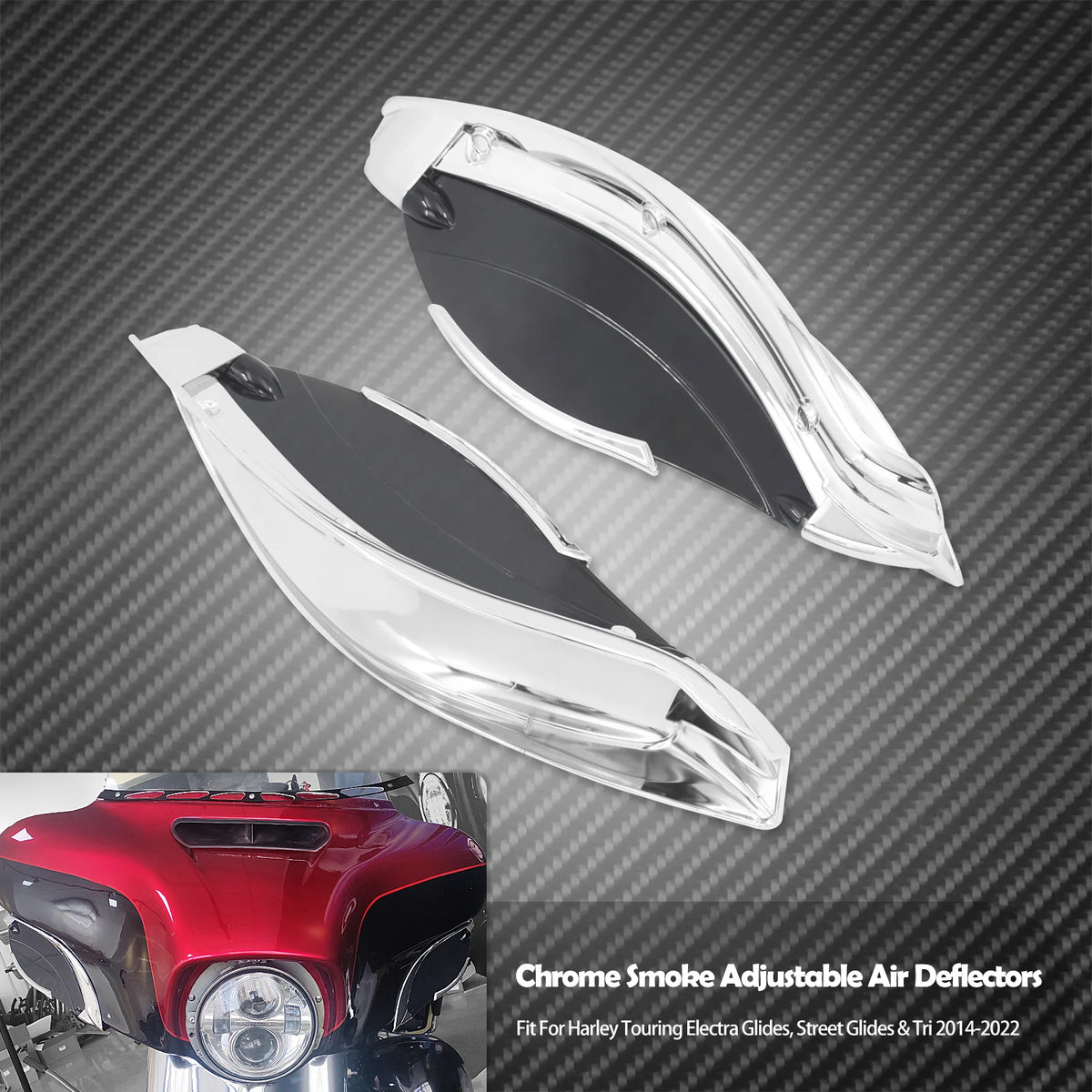 Aile latérale déflectrice noire montée sur le carénage batwing d'une Harley-Davidson Touring - vue 9