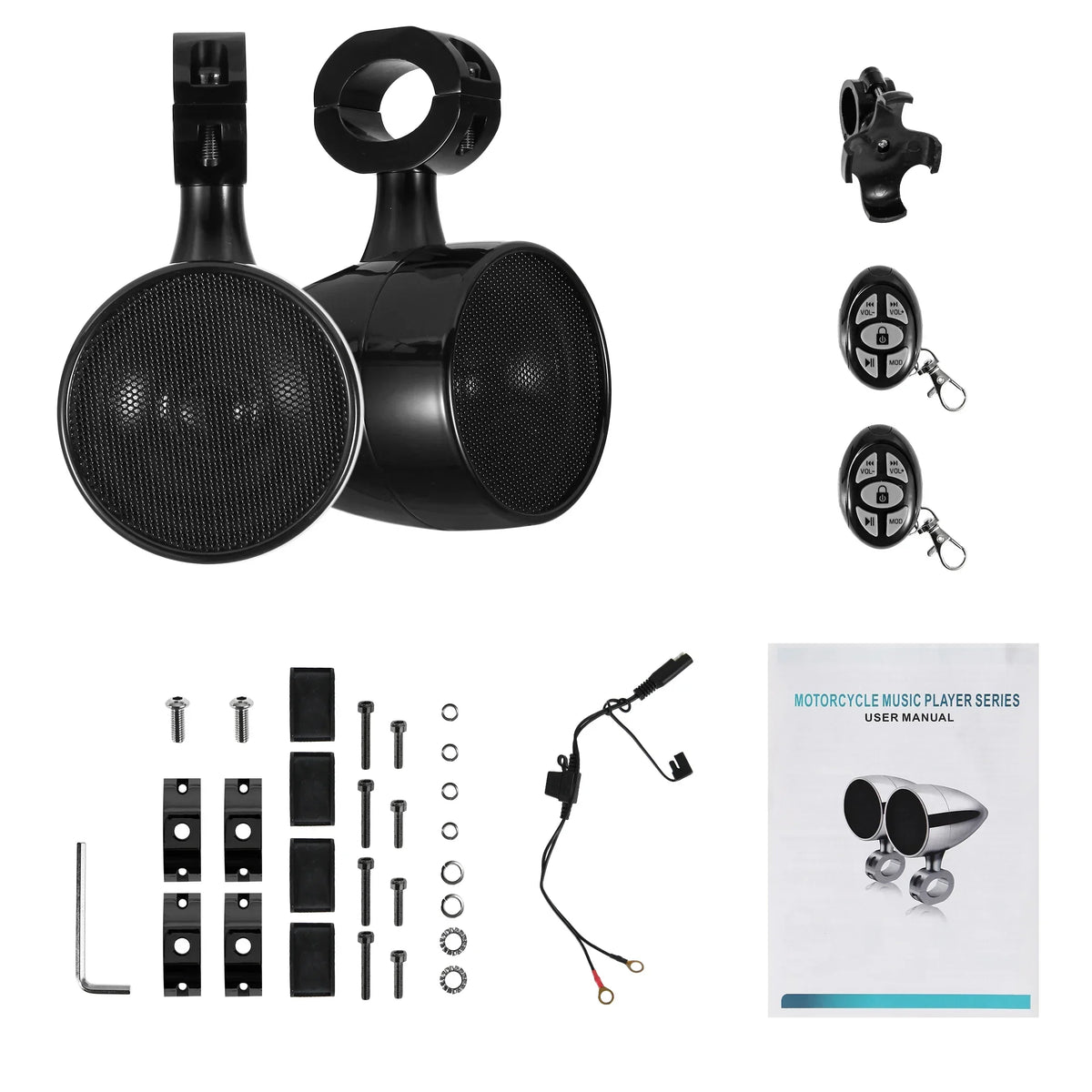 Haut-parleurs moto Bluetooth avec télécommande – 50 W, étanche IP65, montage guidon 26-33 mm - vue 7