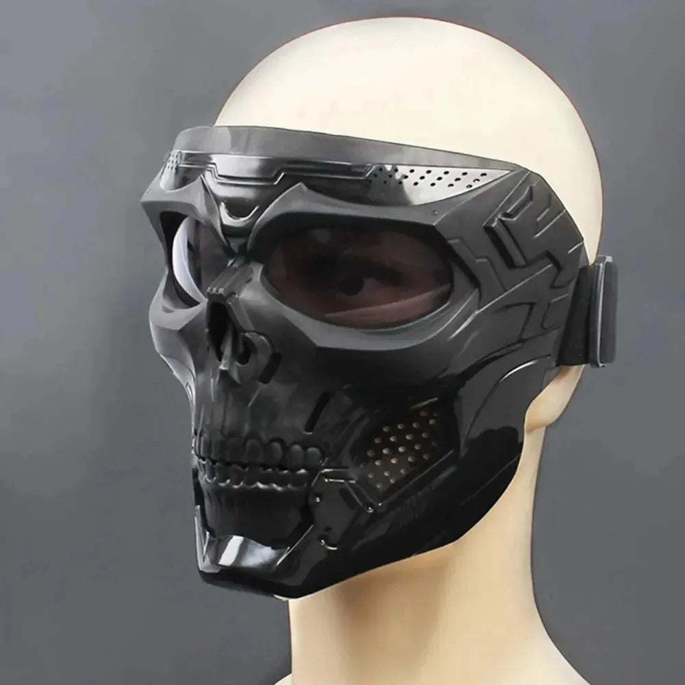 Masque intégral tête de squelette avec lunettes de protection pour moto - vue 2