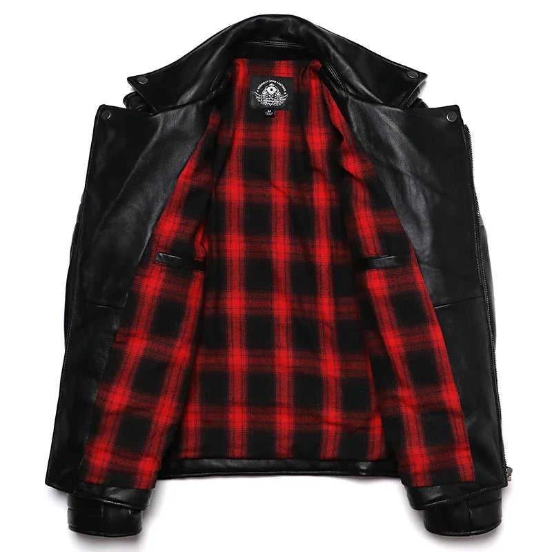 Veste en cuir d'agneau coupe slim - vue de face - vue 3