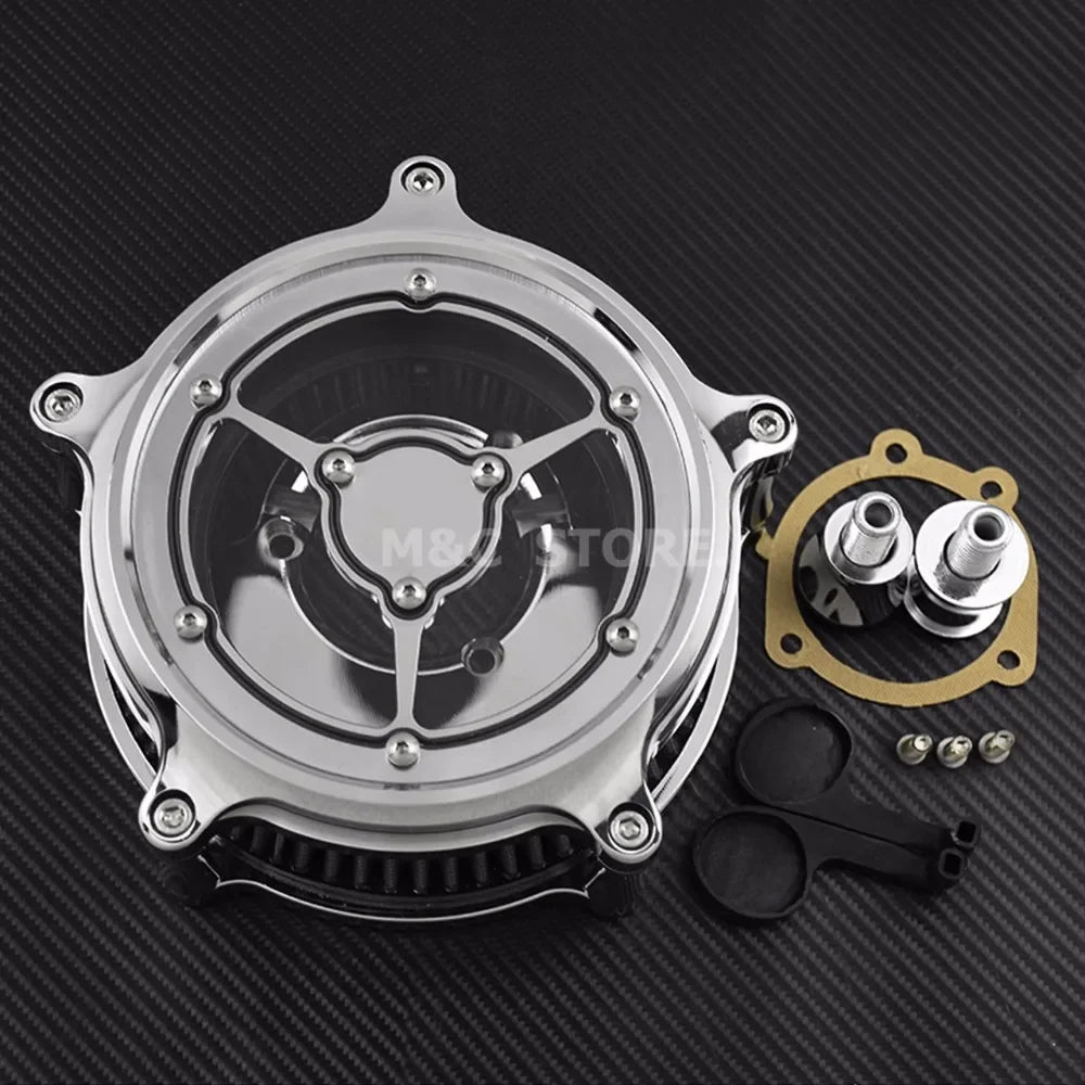 Filtre à air transparent chromé - Harley Sportster XL883, Touring FLHX, FLHR, Dyna FXDB, Softail FLSTF – photo 2/13