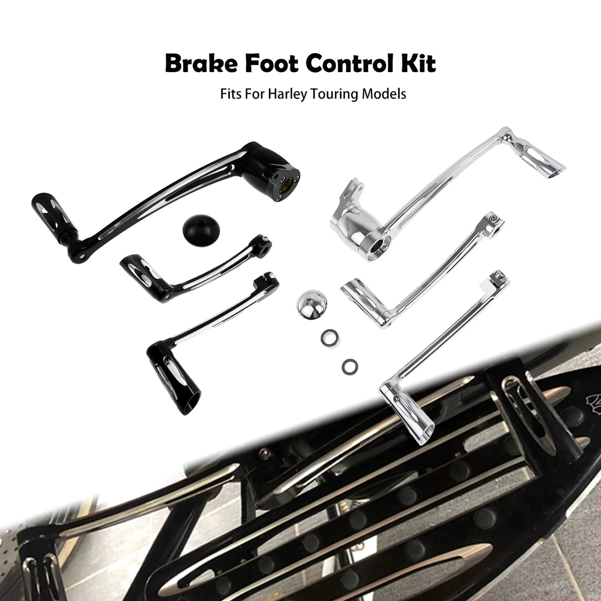 Kit commandes au pied en aluminium usiné pour Harley-Davidson Touring - vue 1