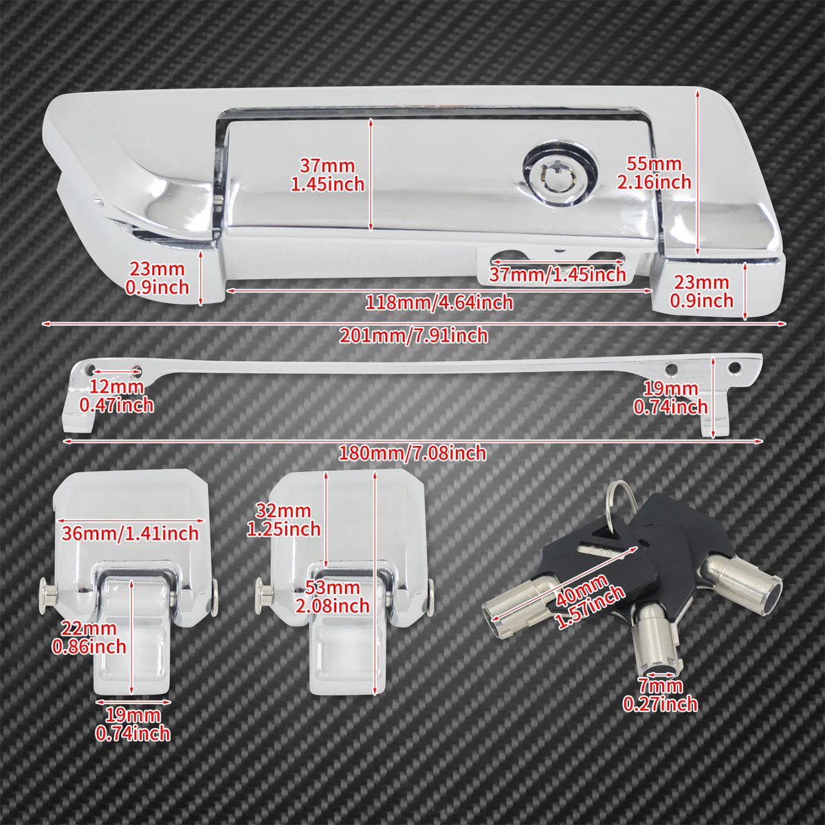 Kit loquet, charnières et clés pour top case Harley Touring - vue 6