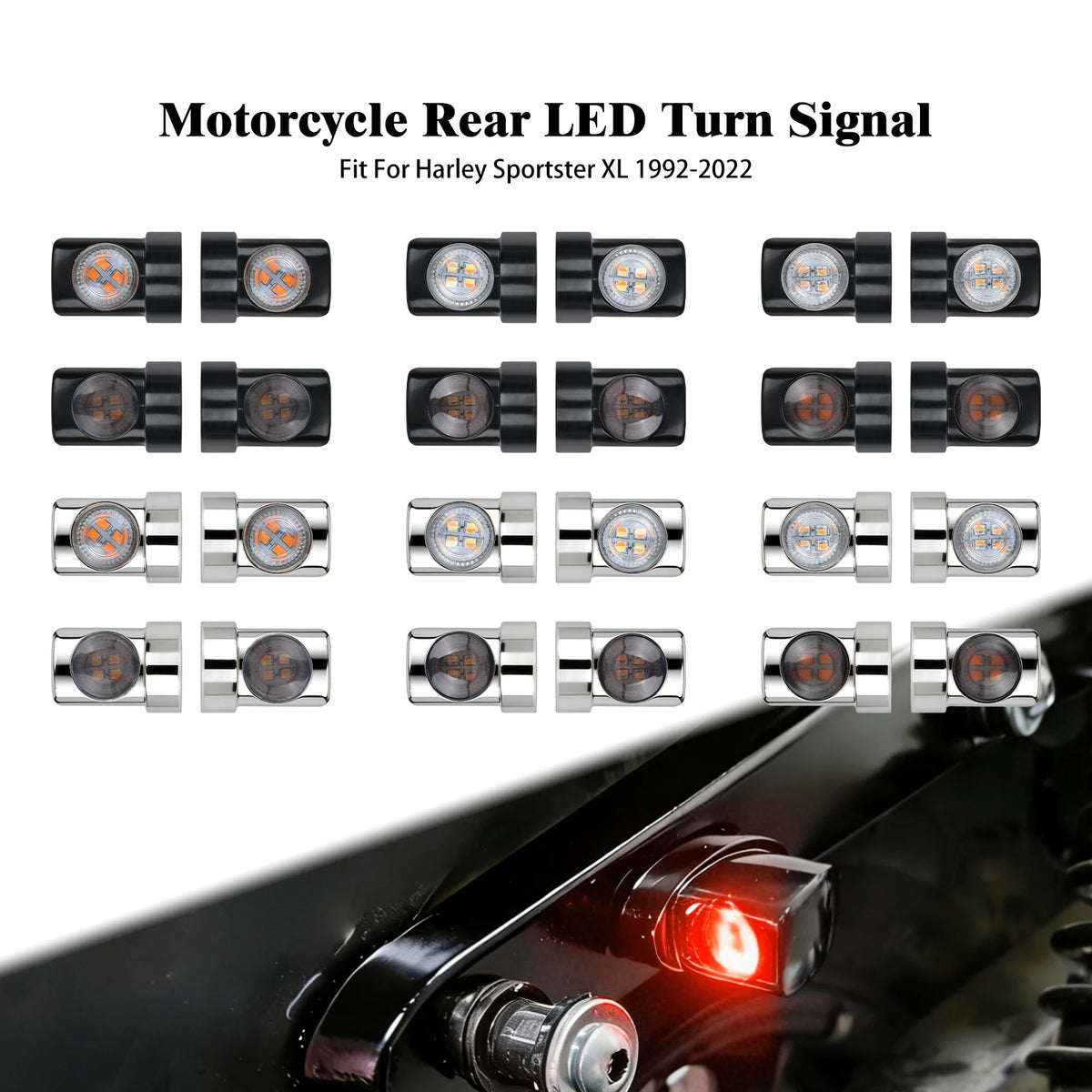 Mini clignotant arrière LED ambré pour Harley-Davidson Sportster - vue 1