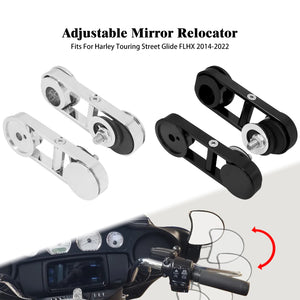 Support Rétroviseur Déporté Réglable (Drop Mirror Relocator) - Harley-Davidson Touring Street Glide FLHX 2014-2022 – photo 1/8