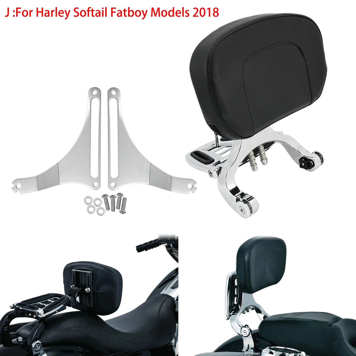 Dossier conducteur/passager réglable (sissy bar) noir/chrome pour Harley-Davidson Softail Breakout, Touring 2009-2017 – photo 22/27