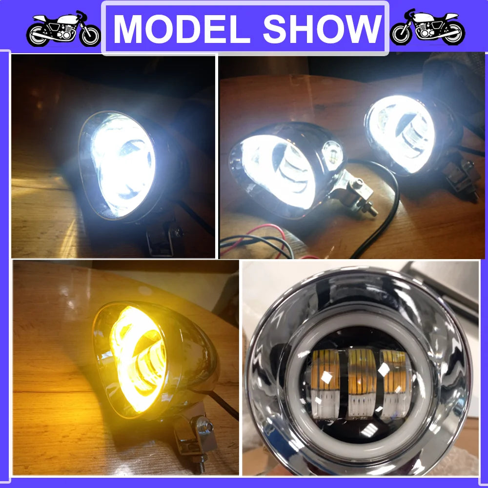 Phare additionnel LED chromé pour Harley Sportster - vue 2