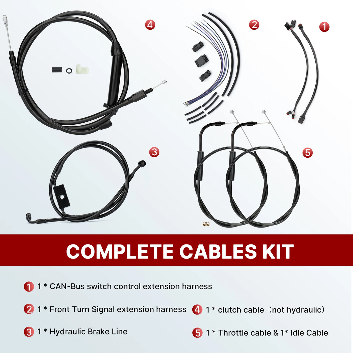 Kit de Câbles Rallongés pour Guidon - Harley-Davidson Dyna 2012-2017 (Avec ABS, Disque Avant Simple) – photo 3/12