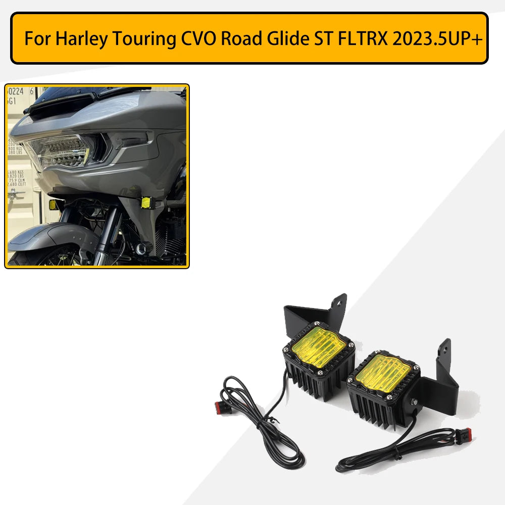 Clignotant LED avant noir style Shark Demon sur une Harley-Davidson Road Glide - vue 1