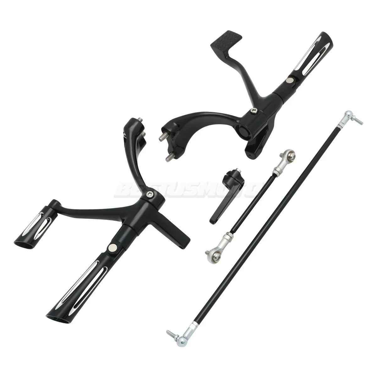 Kit complet commandes avancées CNC, repose-pieds, biellettes et leviers pour Harley-Davidson Sportster XL 48, 883, 1200, SuperLow 2004-2013 – photo 15/16