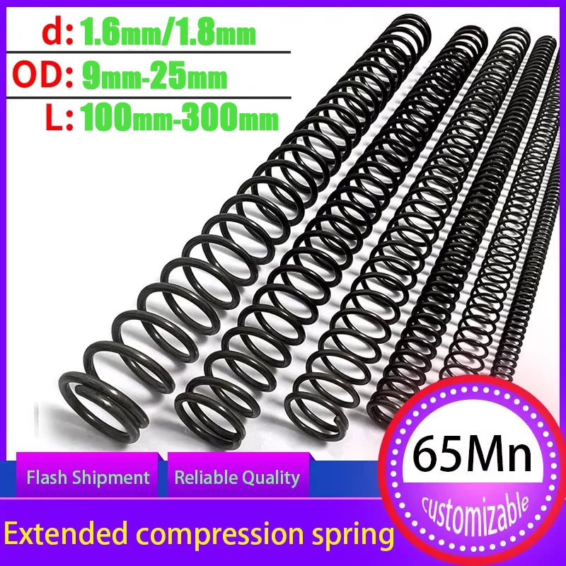 Ressort de compression longue course en acier 65Mn (100-300mm)