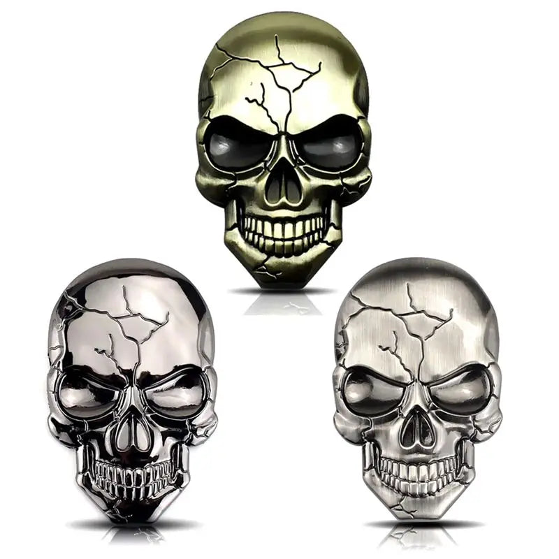 Badge autocollant 3D tête de mort en métal pour moto - vue 1