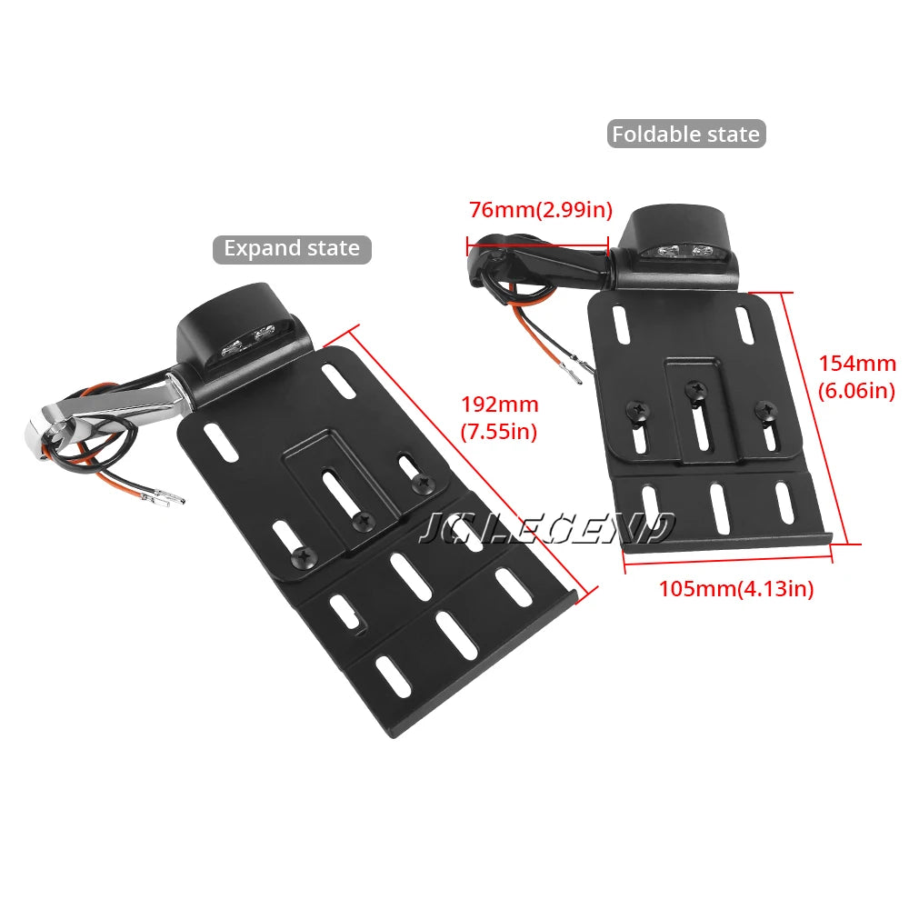 Support latéral de plaque d'immatriculation avec éclairage LED pour Harley Sportster et Dyna - vue 6