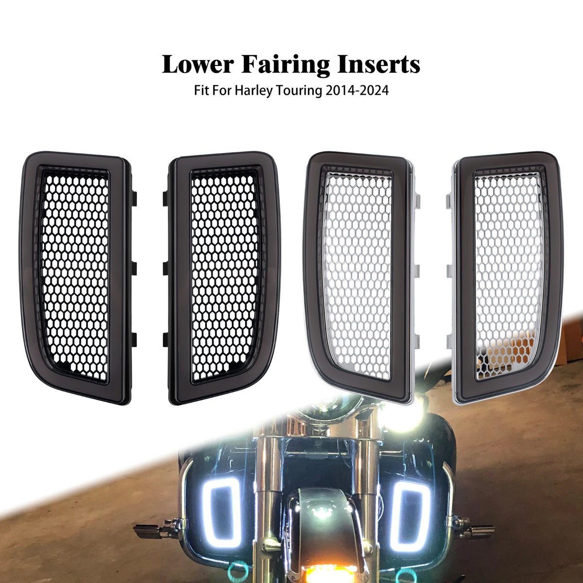 Grilles LED de Carénage Bas avec Clignotants et Feux de Position - Harley-Davidson Touring 2014-2024 – photo 1/8