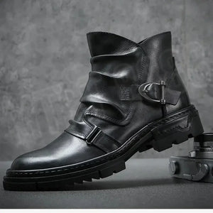 Bottes cuir motard bout rond - vue 4