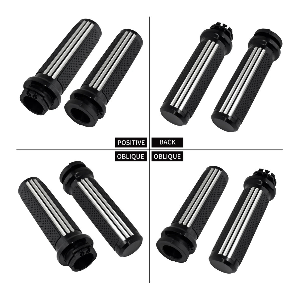Poignées de Guidon CNC 25mm (1") Noir/Chrome - Harley-Davidson Sportster, Touring, Softail, Dyna & V-Rod – photo 3/8