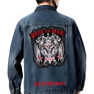 Grand écusson dorsal brodé style biker moto pour blouson - vue 25