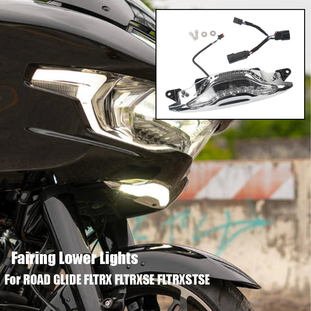Feu LED de carénage inférieur avec clignotant ambre sur une Harley-Davidson Road Glide - vue 1