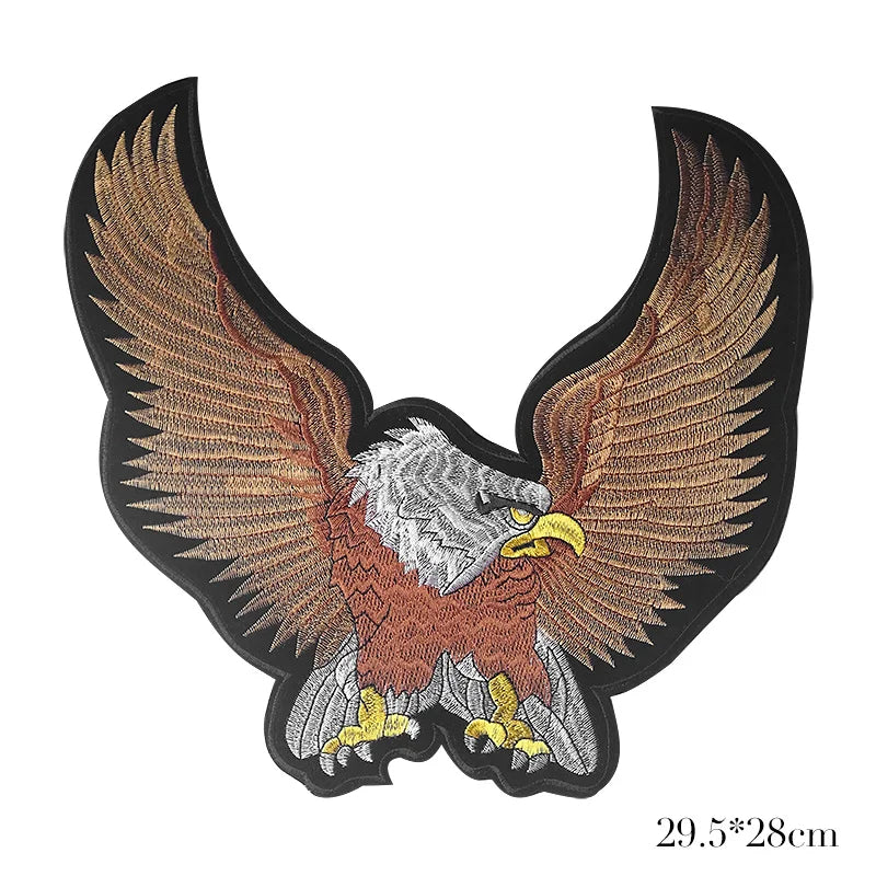 Grand écusson brodé aigle doré drapeau USA pour blouson moto - vue 10