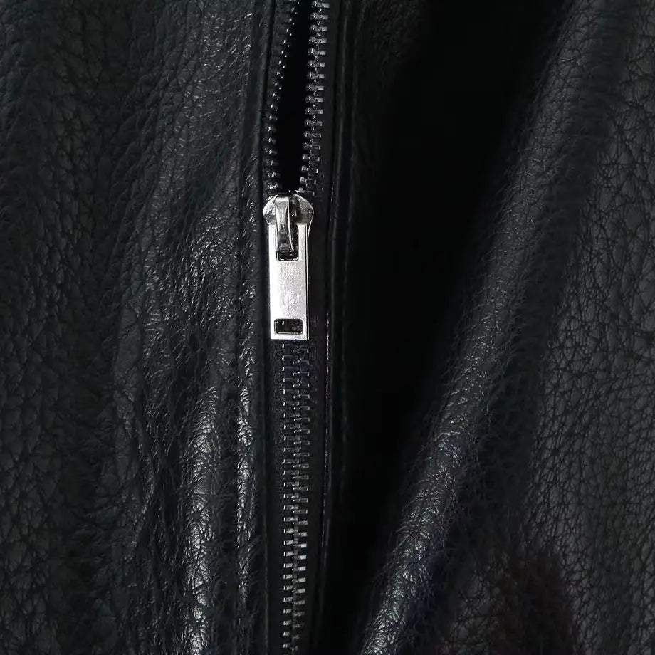 Veste oversize en simili cuir noir pour femme - vue de face - vue 5