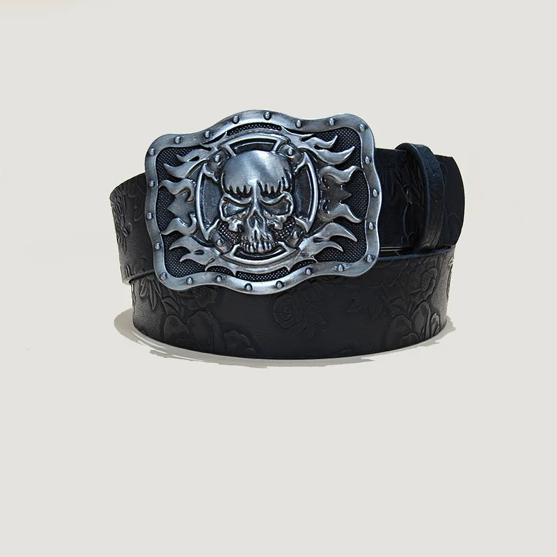 Ceinture grande taille simili cuir gaufré tête de mort - vue 5