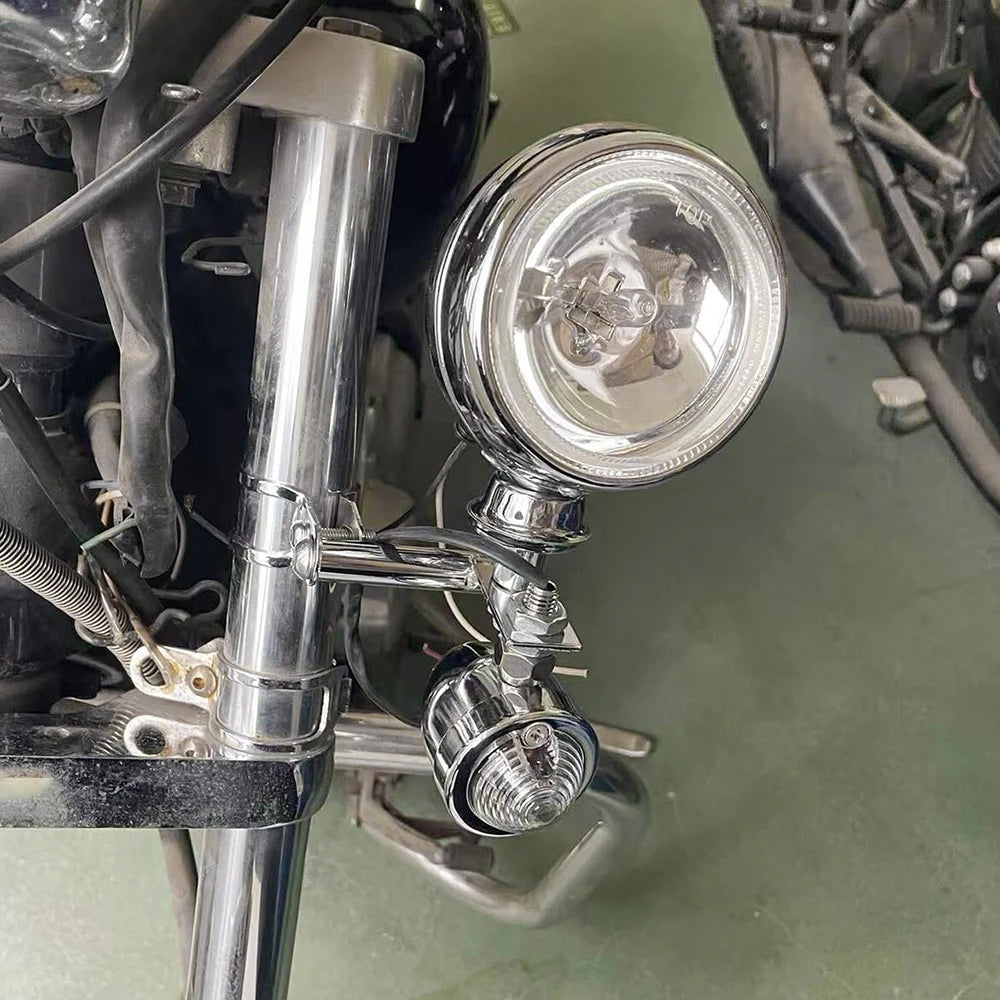 Kit phares additionnels chromés avec clignotants pour Harley - vue 2